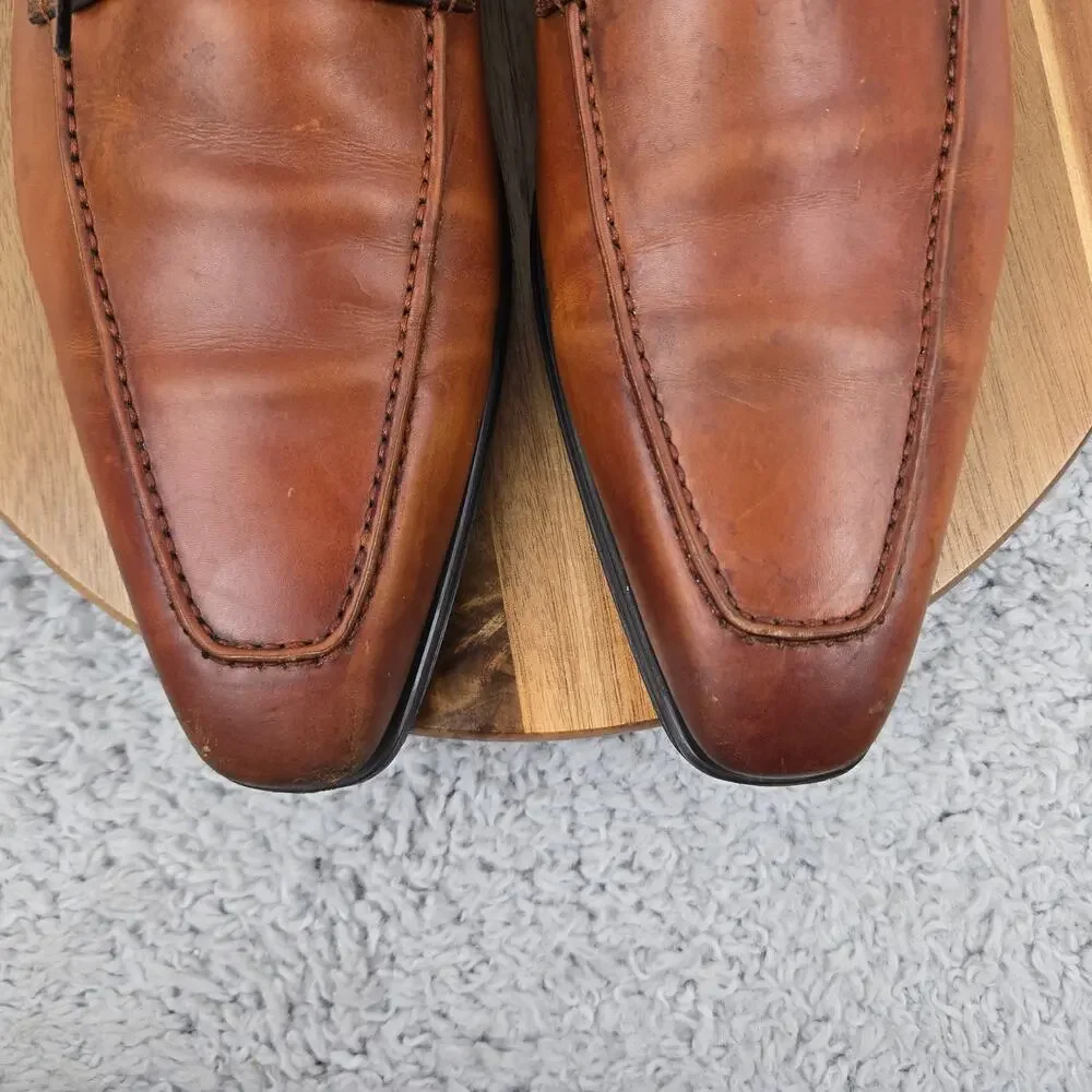 Magnanni Mens 13M Brown Leather Apron Toe Business Casual Oxford Dress Shoe